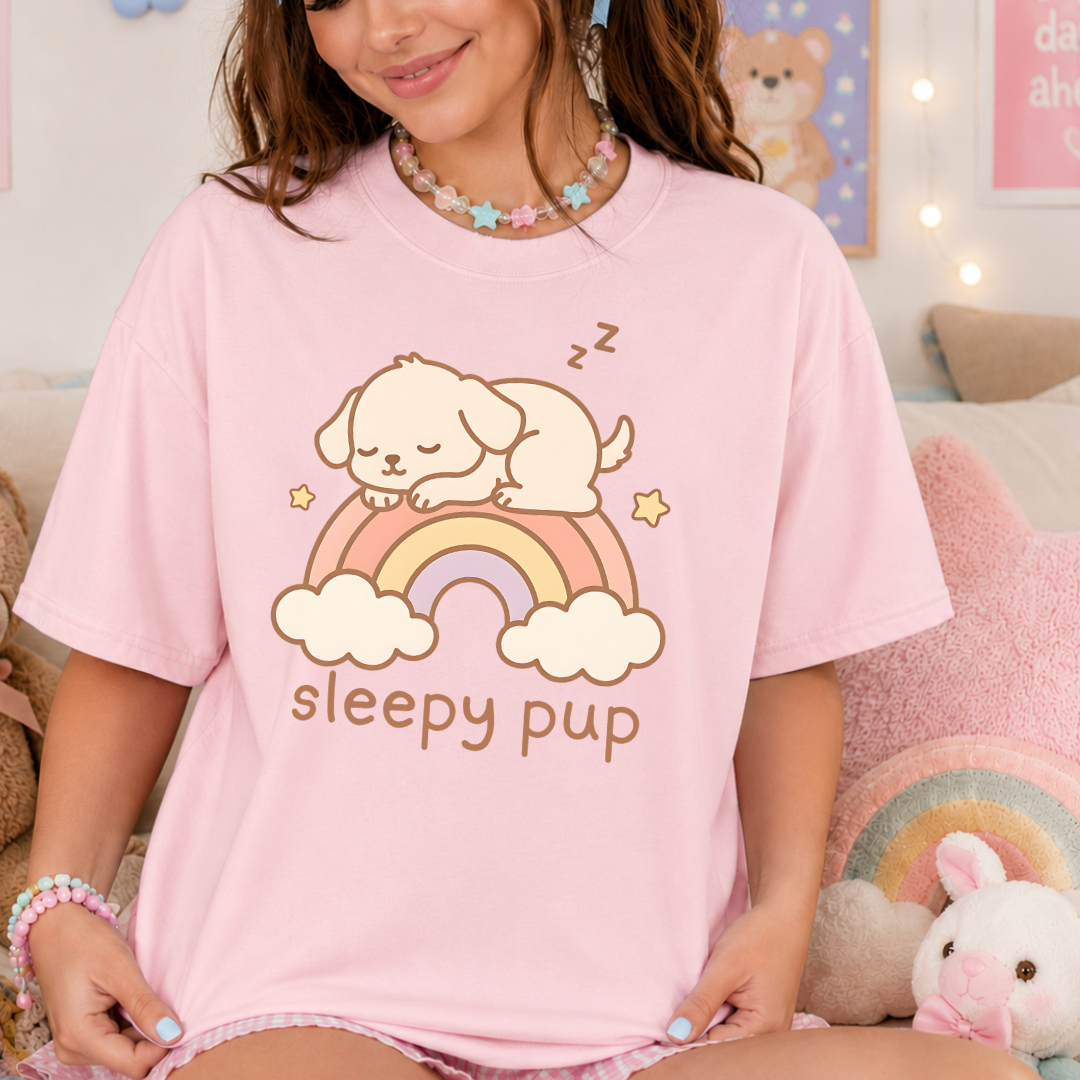 Rainbow Sleepy Pup Tee