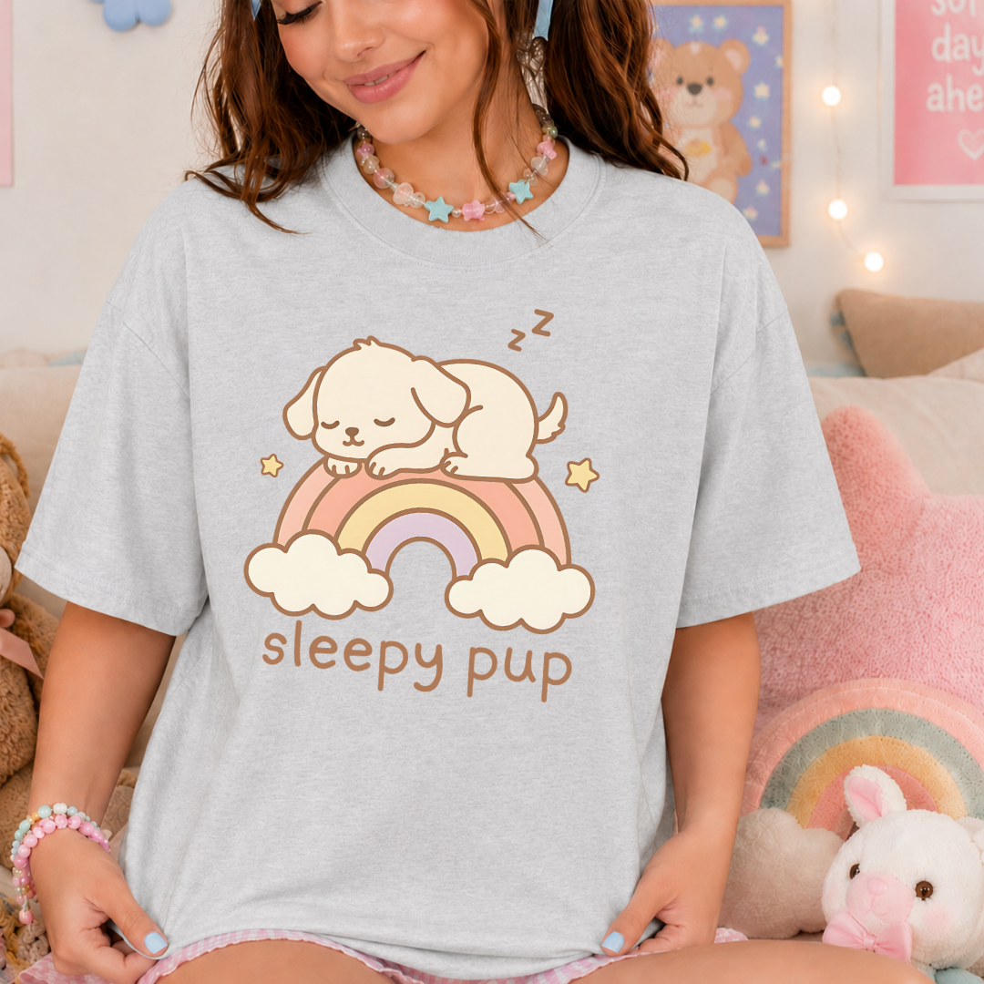 Rainbow Sleepy Pup Tee